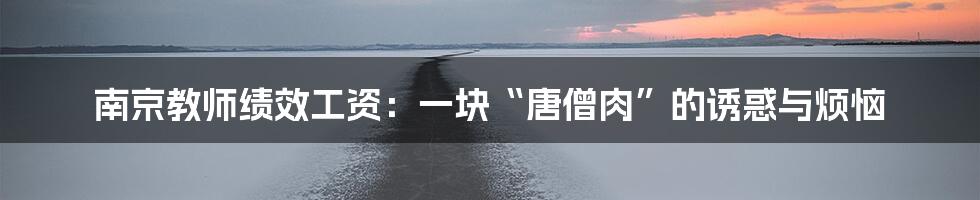 南京教师绩效工资:一块“唐僧肉”的诱惑与烦恼