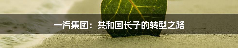 一汽集团:共和国长子的转型之路