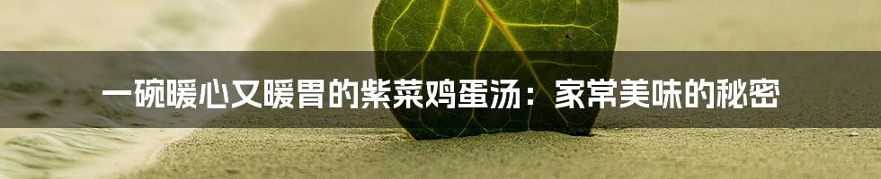 一碗暖心又暖胃的紫菜鸡蛋汤:家常美味的秘密