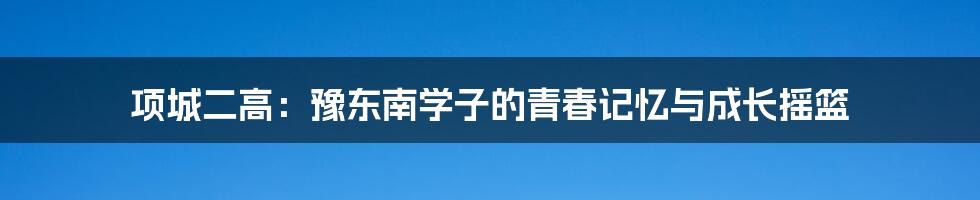 项城二高:豫东南学子的青春记忆与成长摇篮