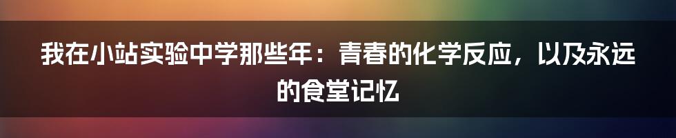我在小站实验中学那些年：青春的化学反应，以及永远的食堂记忆