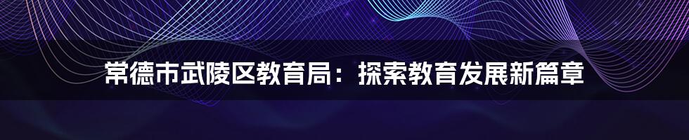 常德市武陵区教育局:探索教育发展新篇章