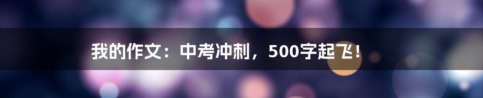 我的作文：中考冲刺，500字起飞！