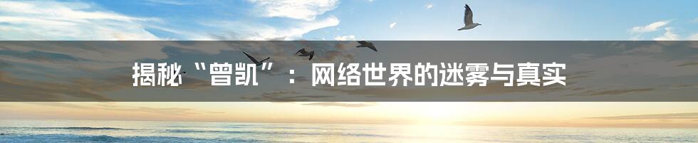 揭秘“曾凯”：网络世界的迷雾与真实