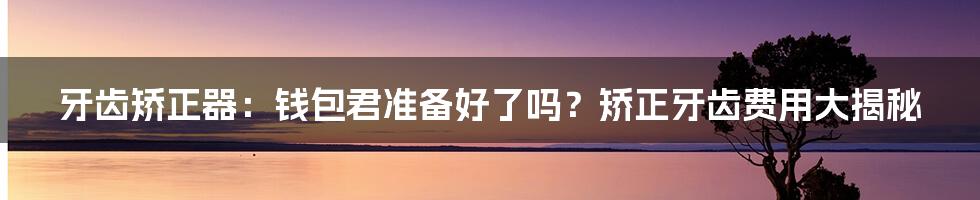 牙齿矫正器:钱包君准备好了吗?矫正牙齿费用大揭秘