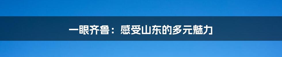 一眼齐鲁:感受山东的多元魅力