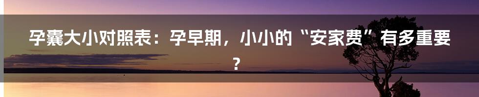 孕囊大小对照表：孕早期，小小的“安家费”有多重要？