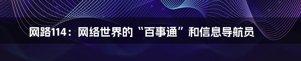 网路114：网络世界的“百事通”和信息导航员