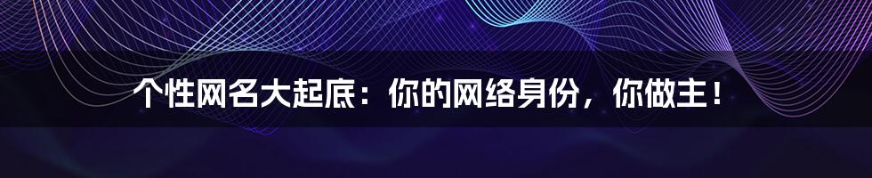 个性网名大起底:你的网络身份,你做主!