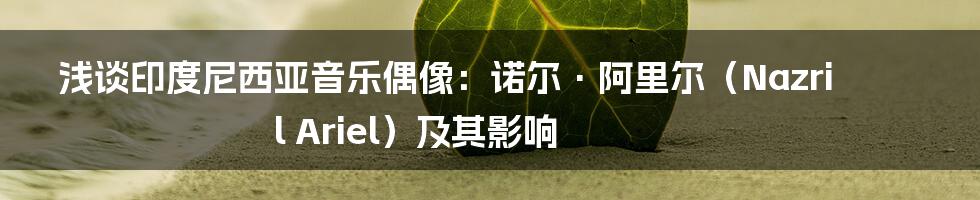 浅谈印度尼西亚音乐偶像：诺尔·阿里尔（Nazril Ariel）及其影响