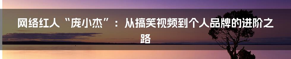 网络红人“庞小杰”：从搞笑视频到个人品牌的进阶之路