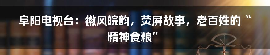阜阳电视台：徽风皖韵，荧屏故事，老百姓的“精神食粮”