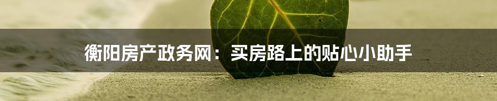 衡阳房产政务网：买房路上的贴心小助手