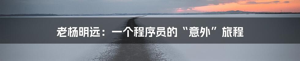 老杨明远:一个程序员的“意外”旅程