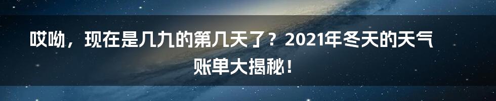 哎呦,现在是几九的第几天了?2021年冬天的天气账单大揭秘!