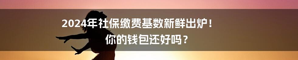 2024年社保缴费基数新鲜出炉！ 你的钱包还好吗？