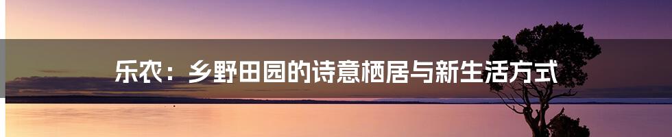 乐农:乡野田园的诗意栖居与新生活方式