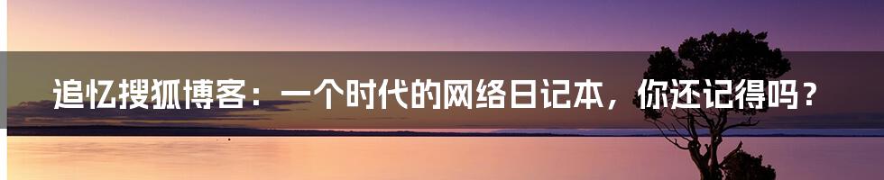 追忆搜狐博客:一个时代的网络日记本,你还记得吗?