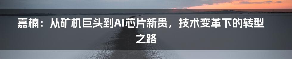 嘉楠：从矿机巨头到AI芯片新贵，技术变革下的转型之路