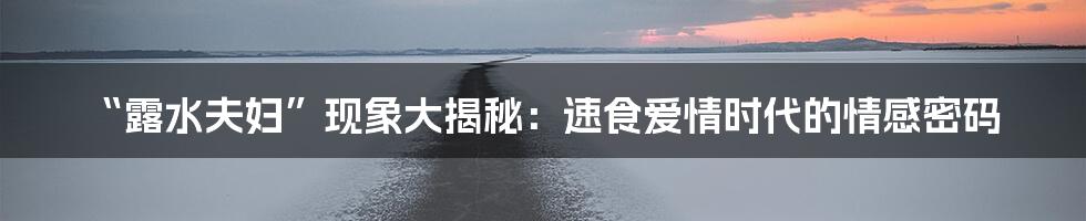 “露水夫妇”现象大揭秘：速食爱情时代的情感密码