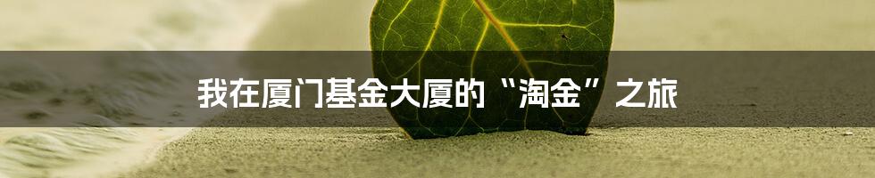 我在厦门基金大厦的“淘金”之旅