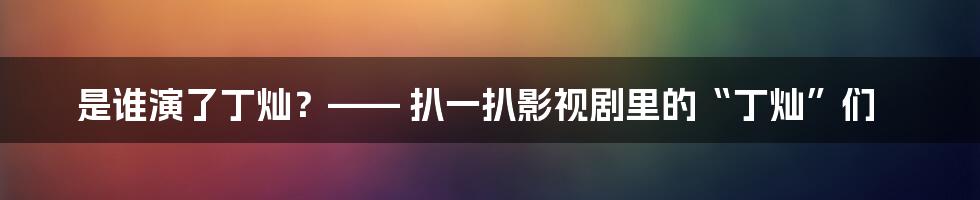 是谁演了丁灿？—— 扒一扒影视剧里的“丁灿”们
