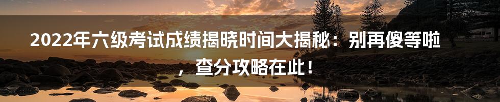 2022年六级考试成绩揭晓时间大揭秘：别再傻等啦，查分攻略在此！