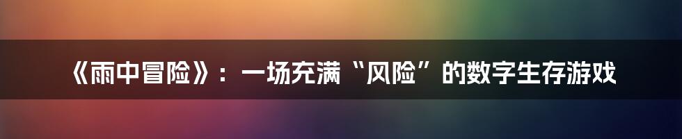 《雨中冒险》：一场充满“风险”的数字生存游戏