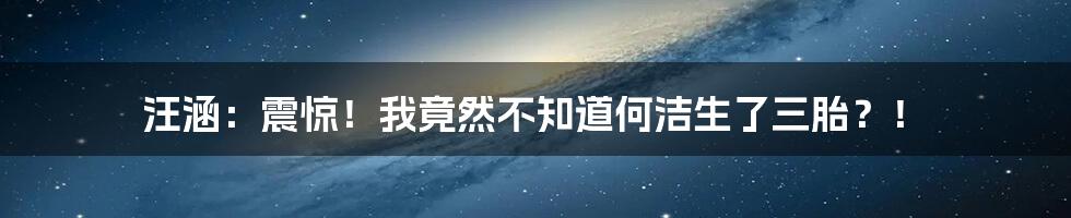 汪涵：震惊！我竟然不知道何洁生了三胎？！