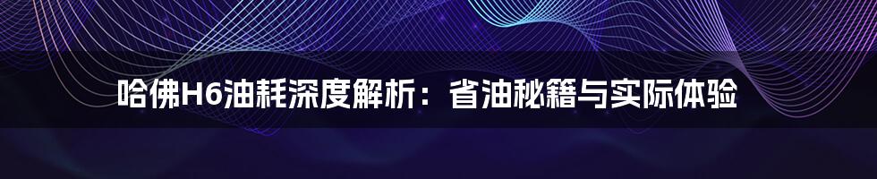 哈佛H6油耗深度解析:省油秘籍与实际体验