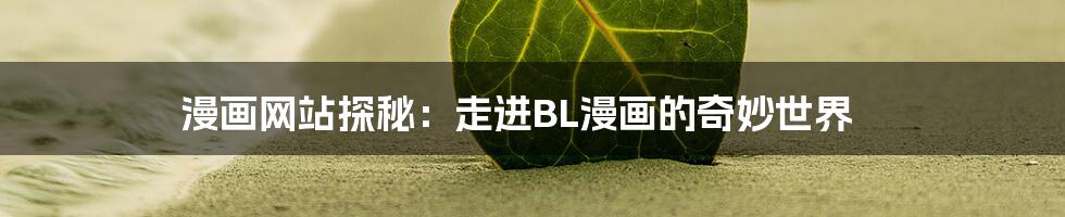 漫画网站探秘:走进BL漫画的奇妙世界