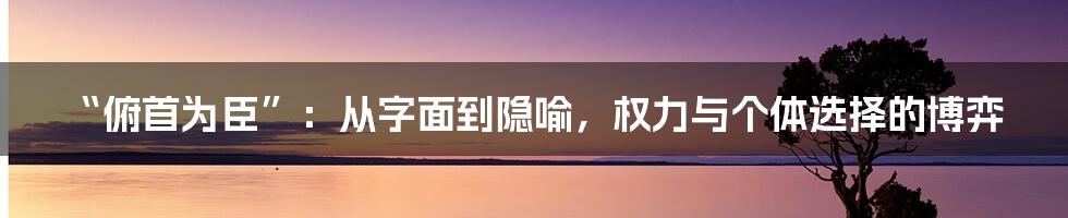 “俯首为臣”：从字面到隐喻，权力与个体选择的博弈