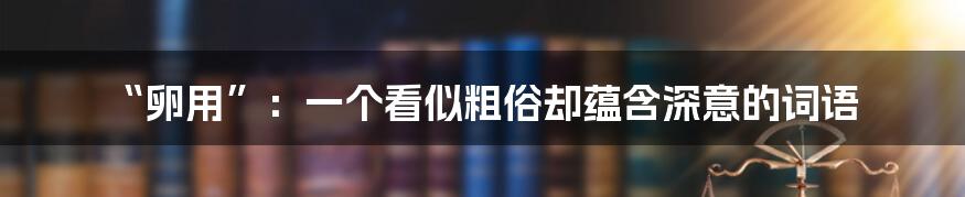 “卵用”：一个看似粗俗却蕴含深意的词语