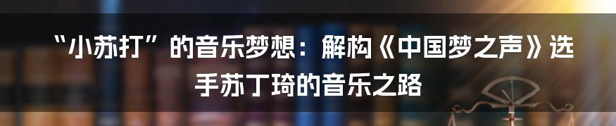 “小苏打”的音乐梦想:解构《中国梦之声》选手苏丁琦的音乐之路