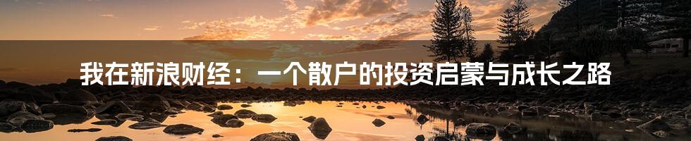 我在新浪财经:一个散户的投资启蒙与成长之路