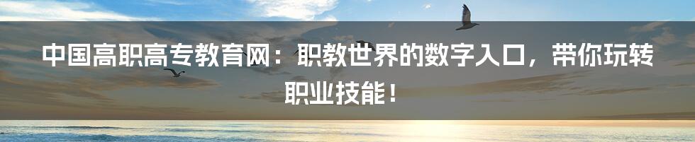 中国高职高专教育网：职教世界的数字入口，带你玩转职业技能！
