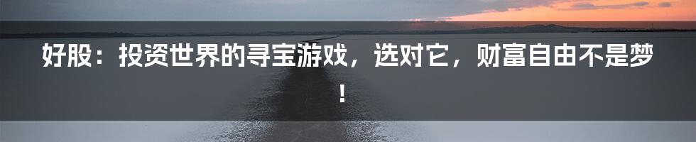 好股:投资世界的寻宝游戏,选对它,财富自由不是梦!