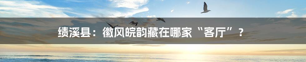 绩溪县：徽风皖韵藏在哪家“客厅”？