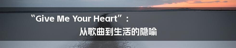 “Give Me Your Heart”:  从歌曲到生活的隐喻