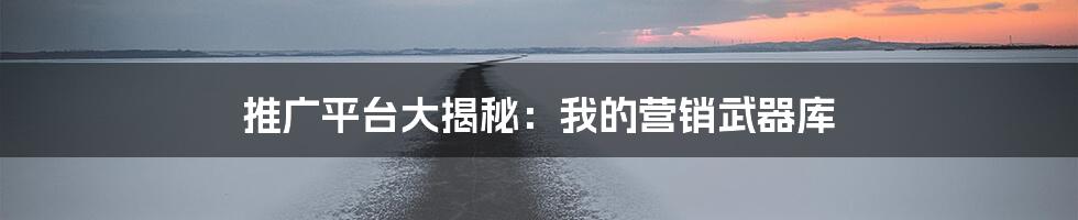 推广平台大揭秘：我的营销武器库