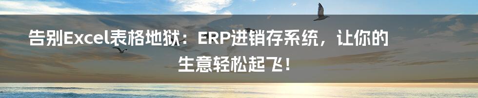 告别Excel表格地狱：ERP进销存系统，让你的生意轻松起飞！
