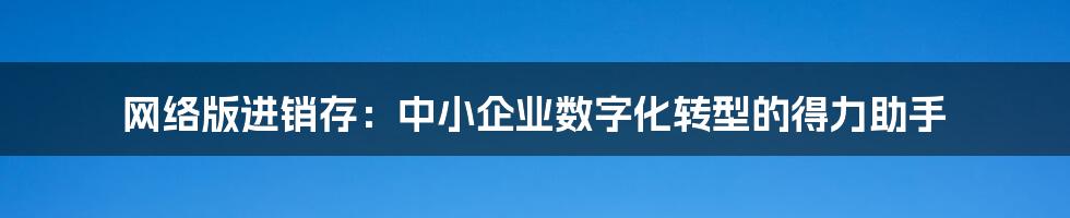 网络版进销存：中小企业数字化转型的得力助手