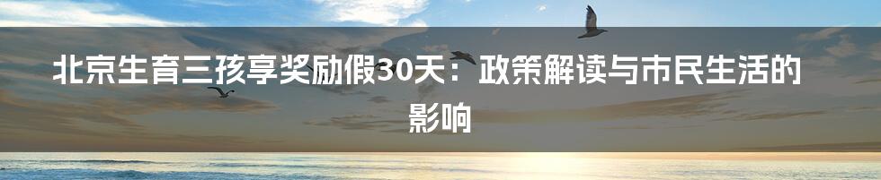 北京生育三孩享奖励假30天:政策解读与市民生活的影响