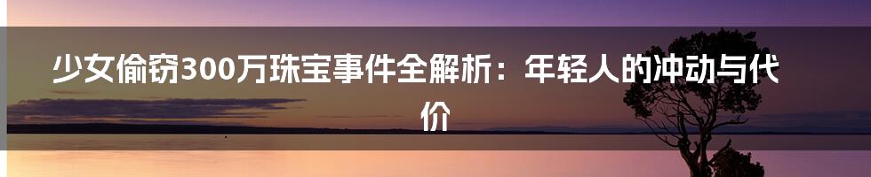少女偷窃300万珠宝事件全解析:年轻人的冲动与代价