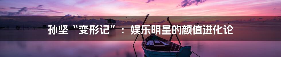 孙坚“变形记”：娱乐明星的颜值进化论