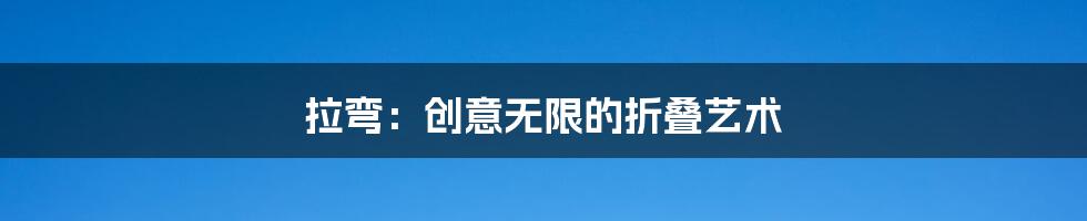 拉弯：创意无限的折叠艺术
