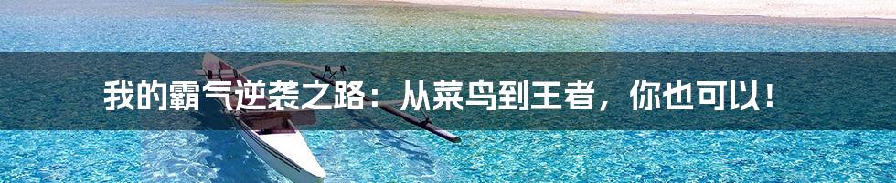 我的霸气逆袭之路:从菜鸟到王者,你也可以!