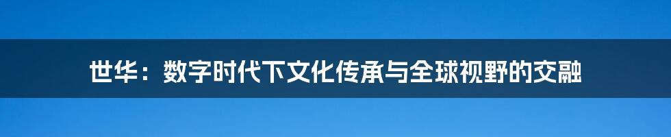 世华：数字时代下文化传承与全球视野的交融