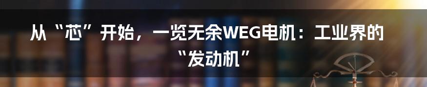 从“芯”开始，一览无余WEG电机：工业界的“发动机”