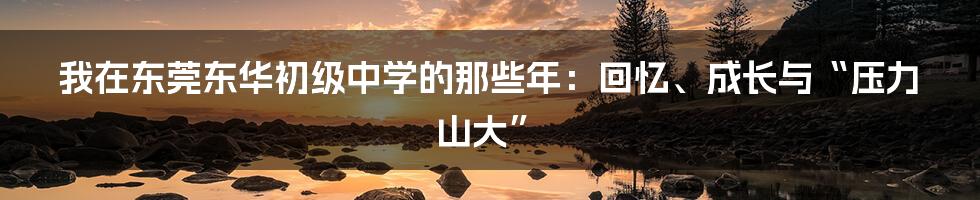 我在东莞东华初级中学的那些年:回忆、成长与“压力山大”